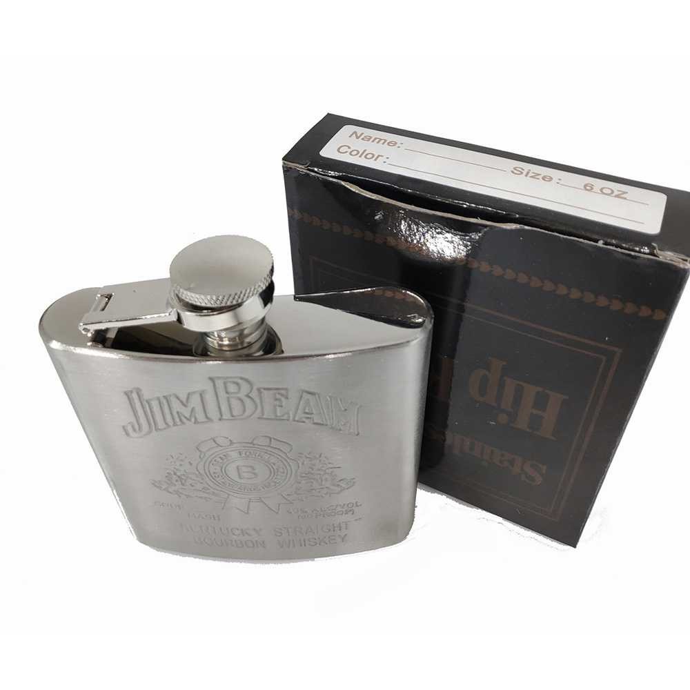 Terlariss !! Jim Beam Botol Minum Wine Whiskey Hip Flask 7oz - F0212