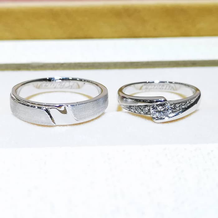 Cincin Kawin Cincin Nikah Cincin Couple Pasangan EMAS PUTIH PALLADIUM - PASANGAN A1
