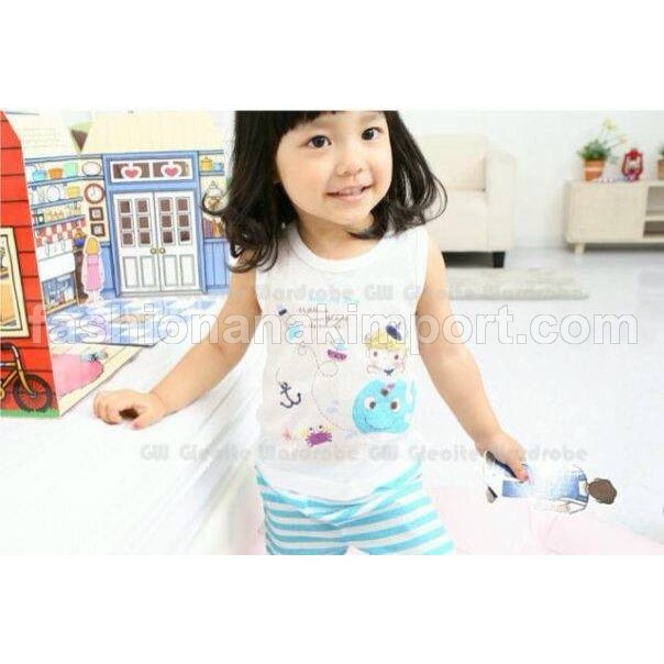 Setelan Anak BLUE SAILOR , SHORT TOP + SHORTY PANTS GW18L