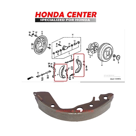 Kampas rem brake shoe sepatu rem belakang city gd8 2003 2004 2005 2006 tromol