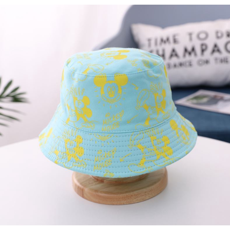 Topi Anak Buket Bucket Pantai Lebar Motif Mickey Unisex Impor-1