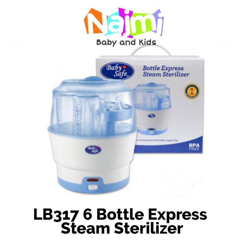 LB317 Baby Safe 6 Bottle Express Steam Sterilizer / Babysafe Alat Steril Botol Susu Bayi