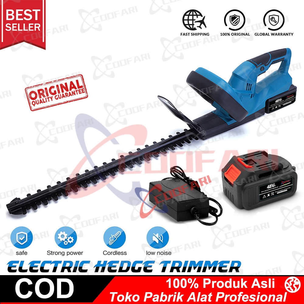 Mesin Pemangkas Dahan Baterai 48 Volt Cordless Hedge Trimmer Pemangkas Ranting Bunga Taman