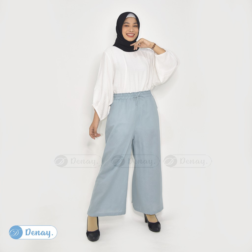 TOKODENAY - Celana Kulot Aira Rami - Cullote Linen Premium - Fashion muslim