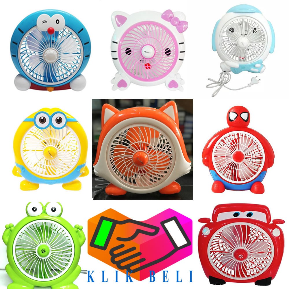 Kipas Angin Karakter Meja Desk Fan Ukuran 10 Inch Box Fan 2 Speed Kecepatan