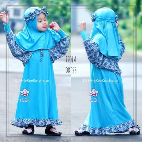 Gamis Anak Syari | Fiola Dress 3-4 Tahun
