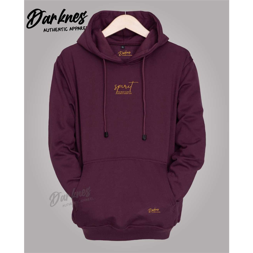 Jaket Hoodie Pria Cod Aesthetic Original Darkness Brand List SPIRIT Warna Burgundy Original Kachios Brand Distro Kota Bandung Terbaru Terpopuler Dan Terlaris Oversize Unisex