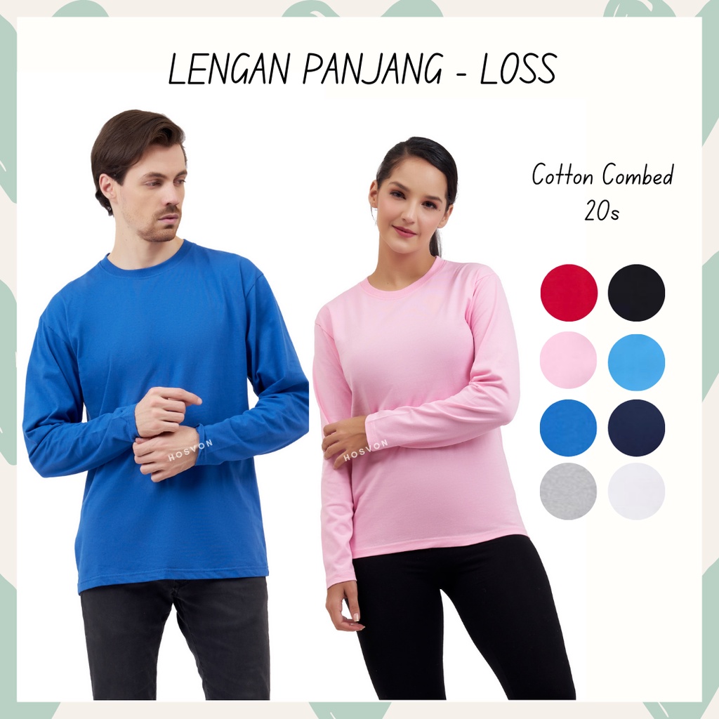 [Loss] Hosvon Kaos Polos Lengan Panjang COTTON COMBED 20s Size S-XXL