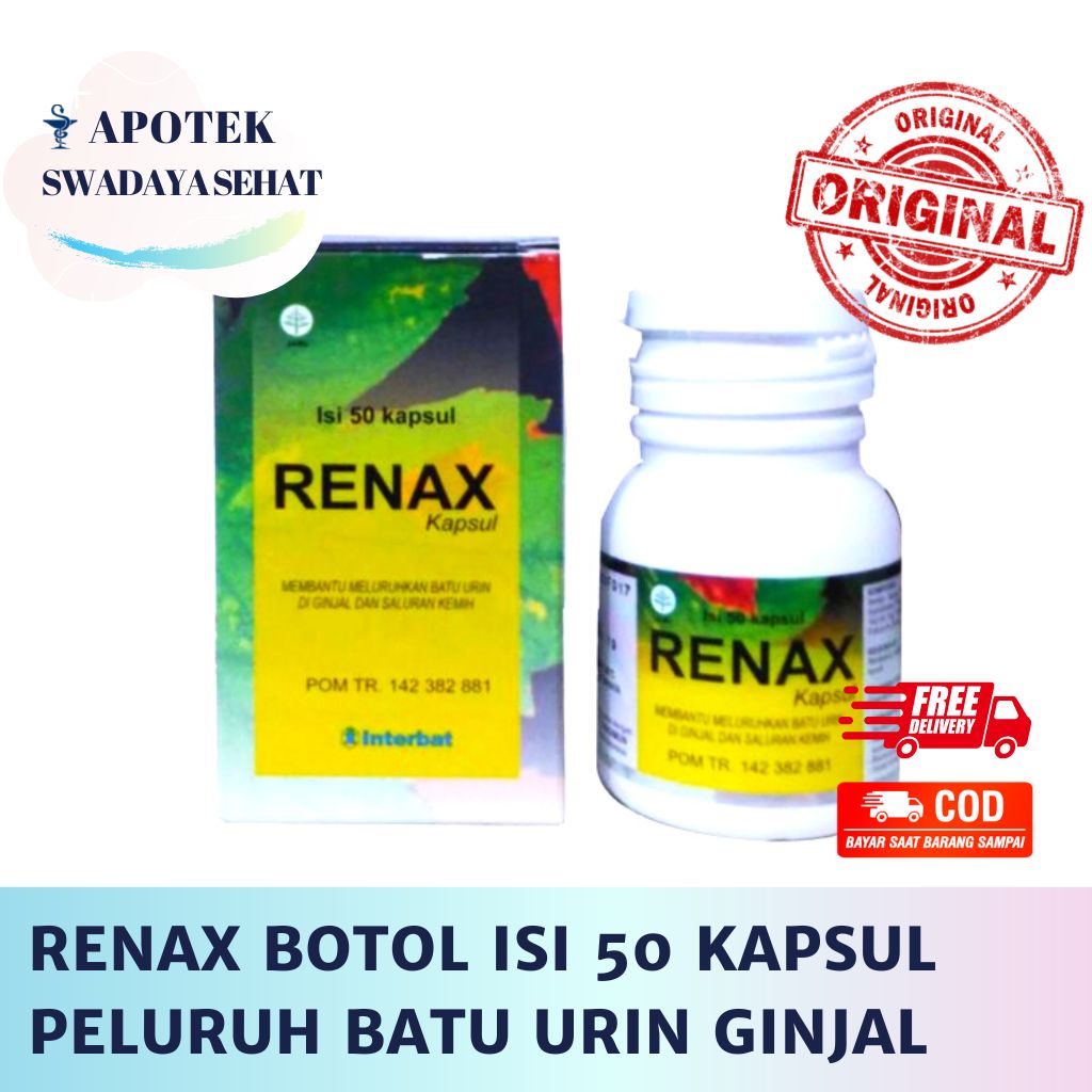 RENAX Botol Isi 50 Kapsul - Peluruh Batu Urin Ginjal Saluran Kemih Kencing