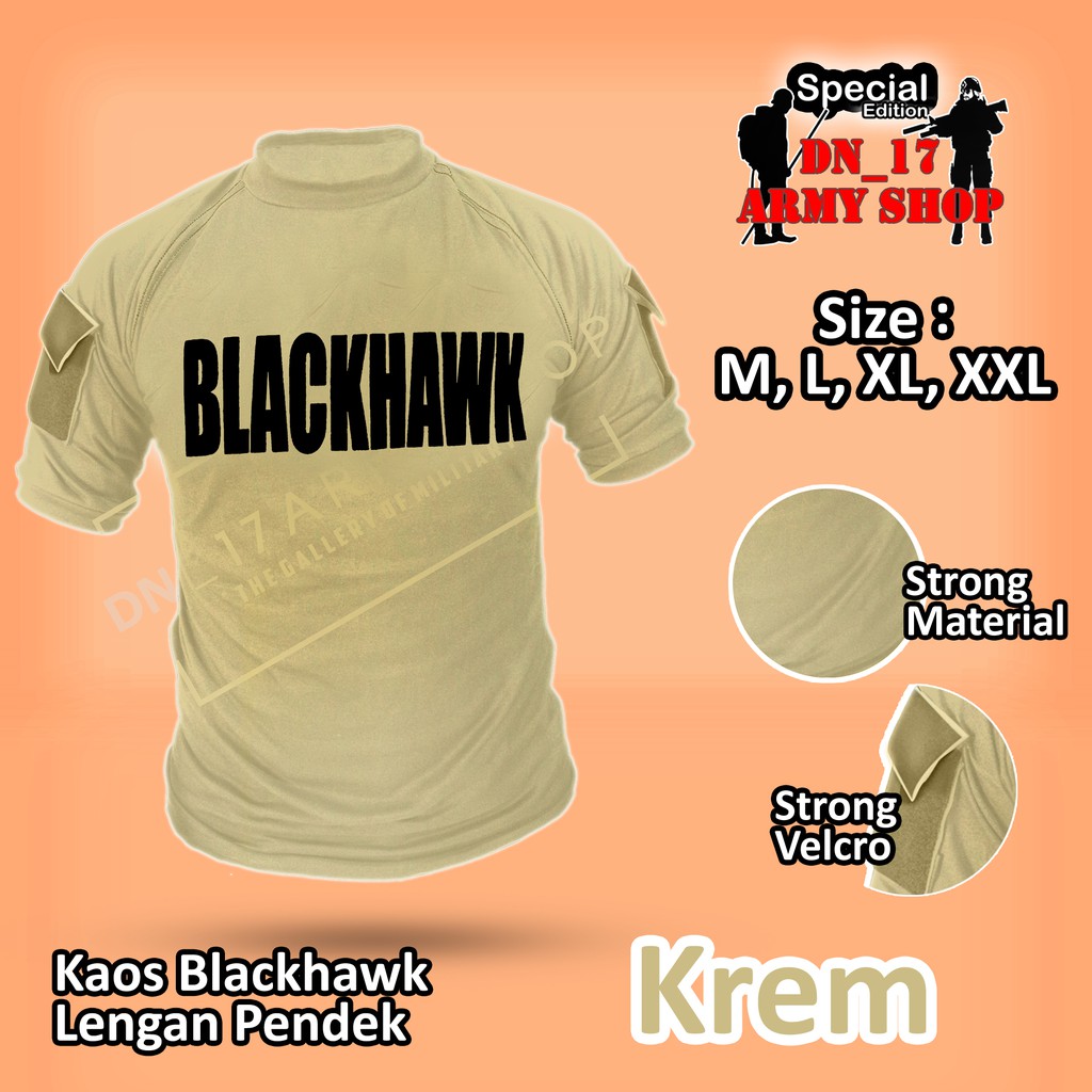 Kaos Pendek Blackhawk Krem,Hitam,Abu, Hijau Katun Combed 20S