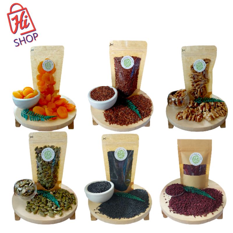 

Aneka Superfood Brown Flaxseed Aprikot Walnut Kacang Wijen Hitam Angkak Beras Fungus Kacang Hijau Kualitas Premium