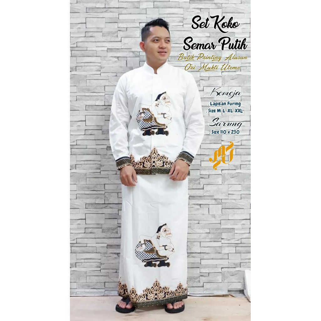 Batik Solo Set Koko Semar Putih Panjang Mukti Utomo 255.000