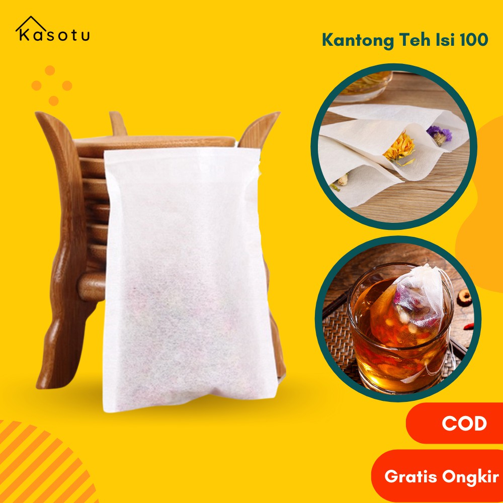 

Isi 100 Kantong Kantung Tempat Bungkus Wadah Teh Tea Bag Teabag Filter Celup Kosong