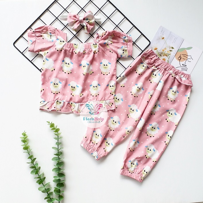 Plazababyku MX CARLA RAYON SETELAN BANDO setelan bayi motif bunga yang lucu free headband