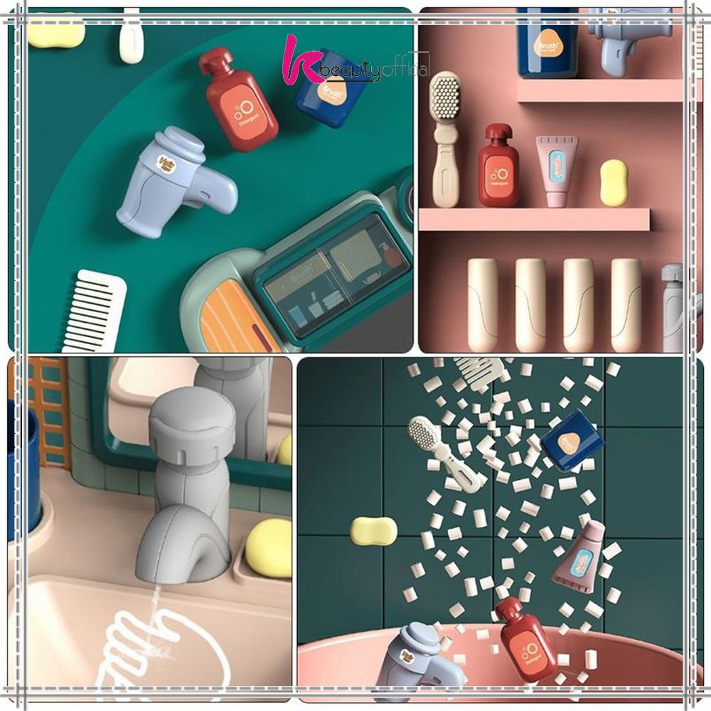 KB-M31 M109 Mainan Anak Kitchen Sink Tempat Cuci Piring Set Mainan Kran Air Wastafel BISA KELUAR AIR-4