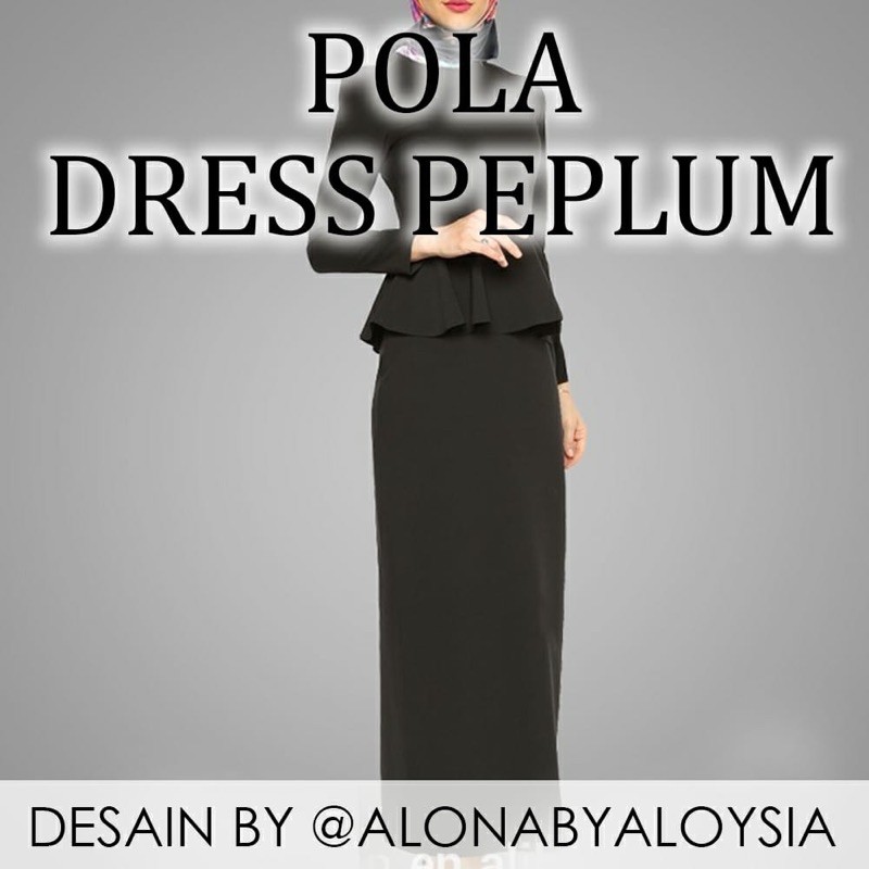 Pola Jiplak Dress Peplum Lengan Panjang Rok Lurus Panjang Wanita Termudah Tinggal Pakai Shopee Indonesia