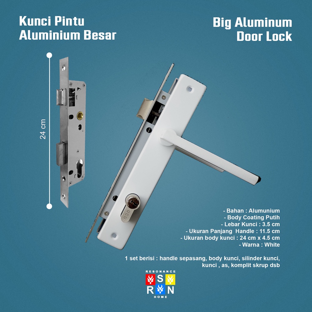 Kunci Pintu Set Alumunium OCD / Gagang Pintu Kantor Rumah Resonance Home