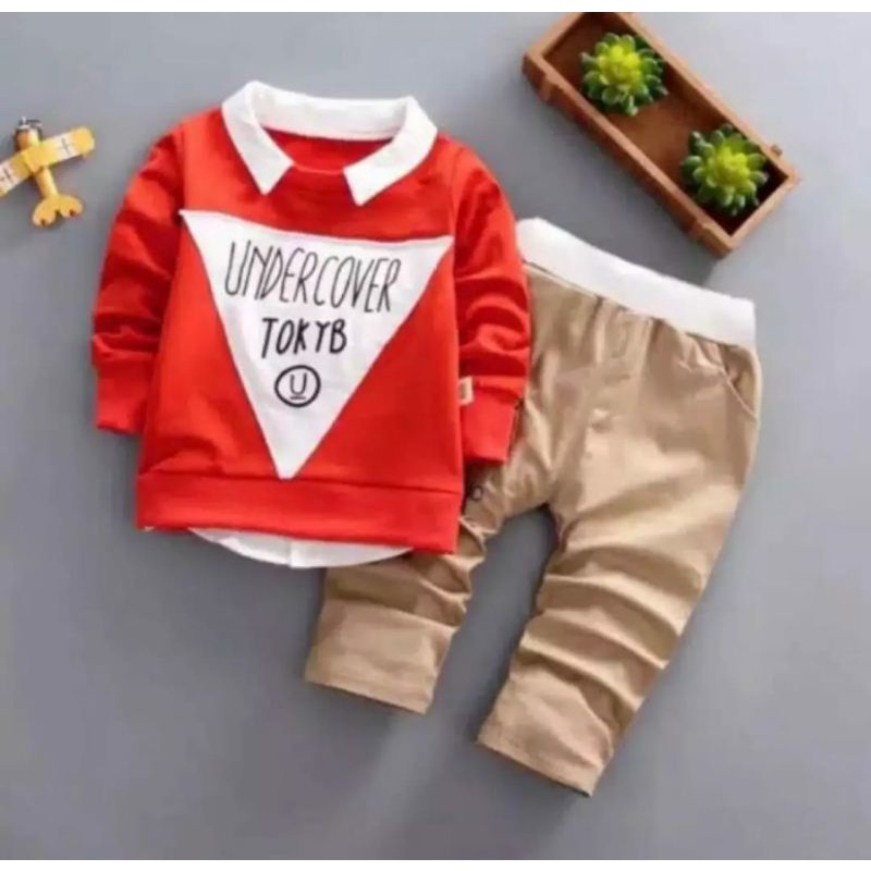 SETELAN ANAK LAKI-LAKI TERBARU/SETELAN SWEATER KERAH UNDERCOVER/BISA PILIH WARNA 1-5 TAHUN