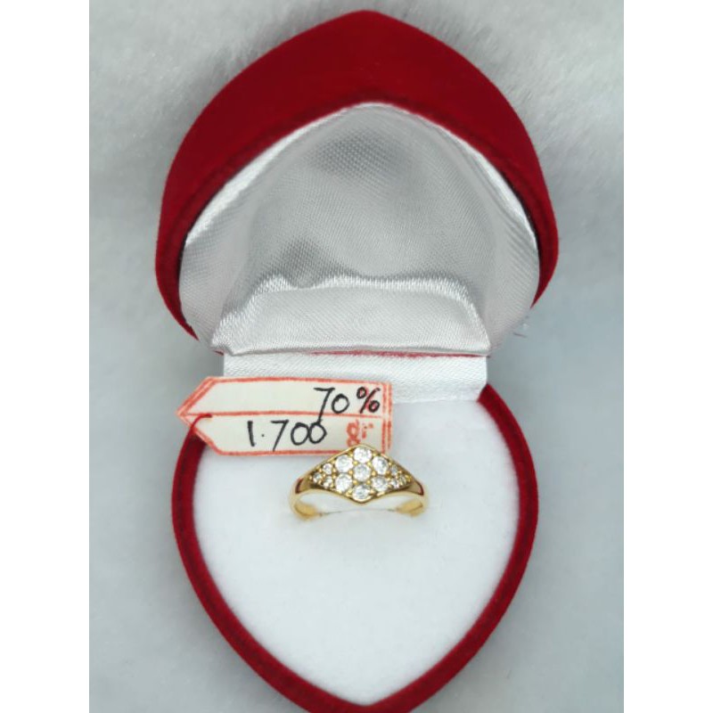 CP1370F317F cincin permata putih full emas kuning asli berat 1.700 kadar 70% 16k no 8 d 1,4cm