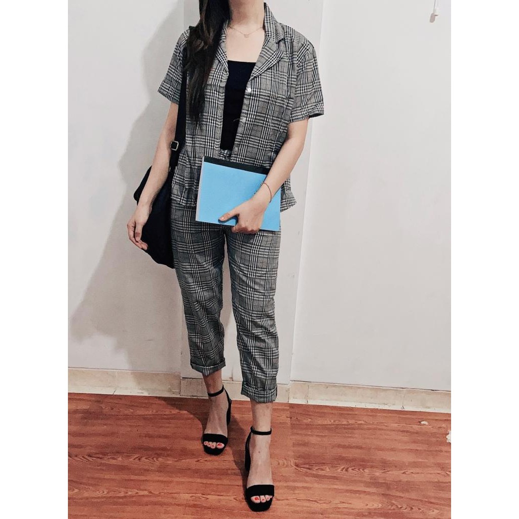 Setelan baju kuliah kerja wanita kantoran Korean style/ SET KEIKEI/ Set jas wanita blazer + celana /