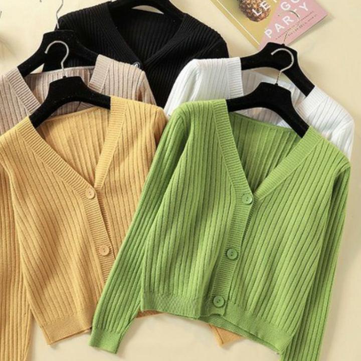 ◐ Cardy Crop / Gink Rib / Cardigan Rajut  .,