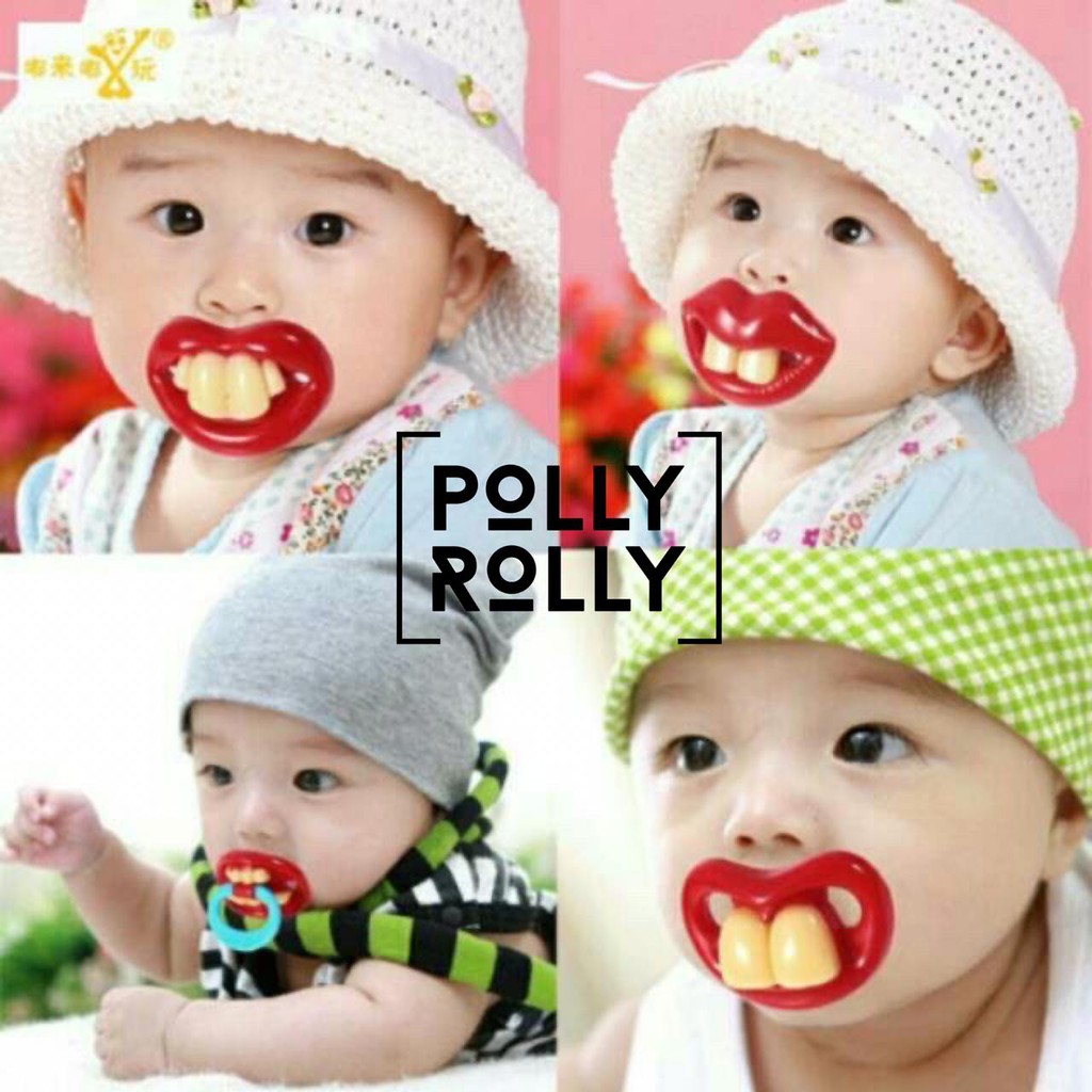 Pollyrolly Empeng Dot Bayi Motif Gigi Empeng Lucu Bayi Dot