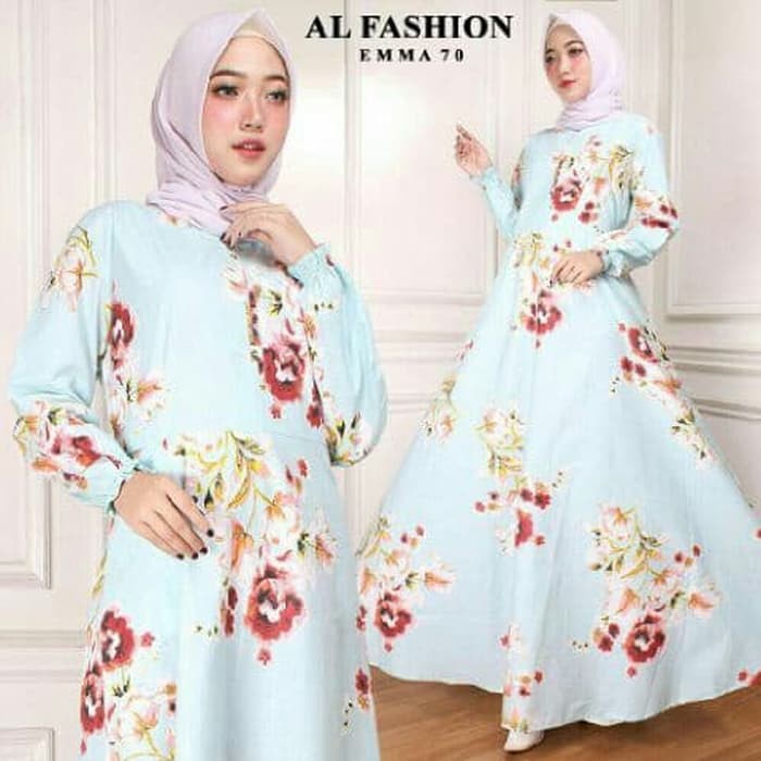 ( TERMURAH ) 0039  GAMIS  MURAH KEKINIAN  EMMA 70 BIRU MUDA