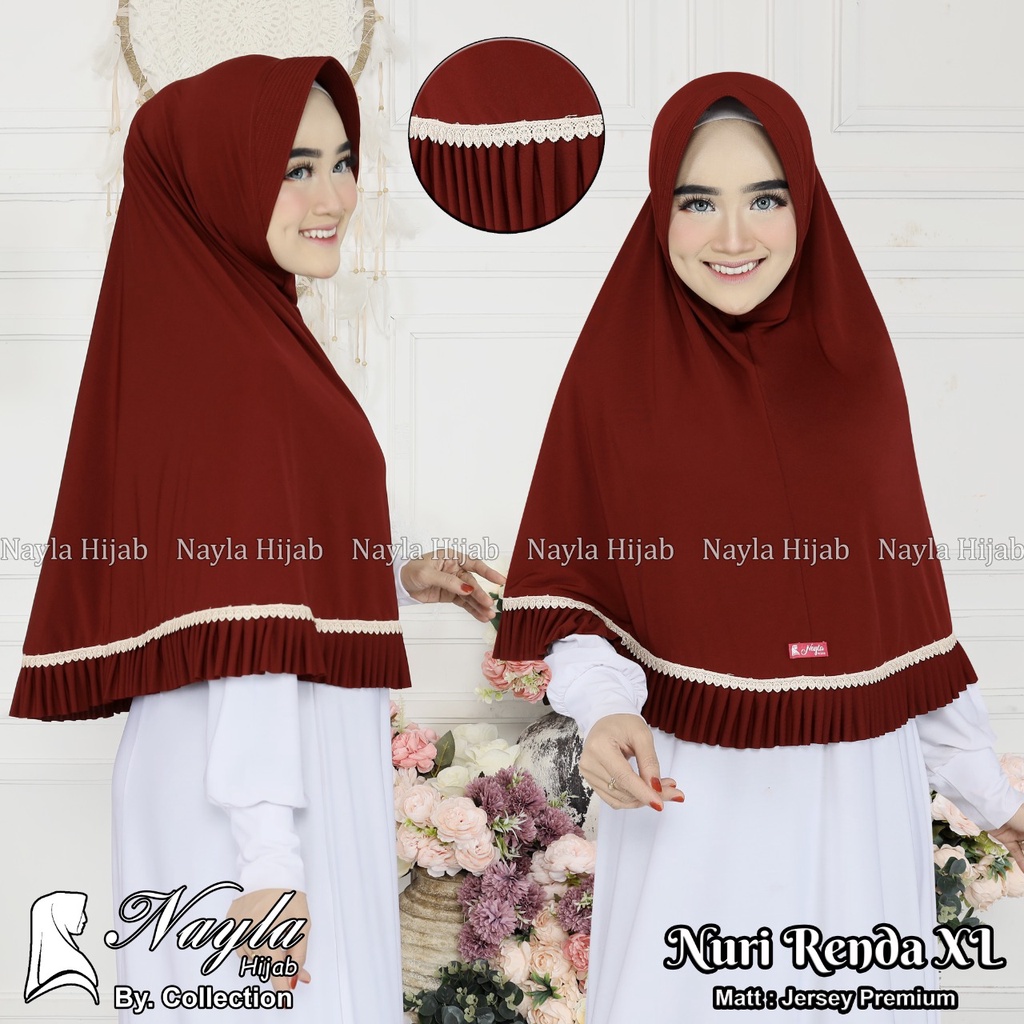 JILBAB INSTAN NURI RENDA XL KERUDUNG BERGO JERSEY PREMIUM TERMURAH DAN TERLARIS NAYLA HIJA'B