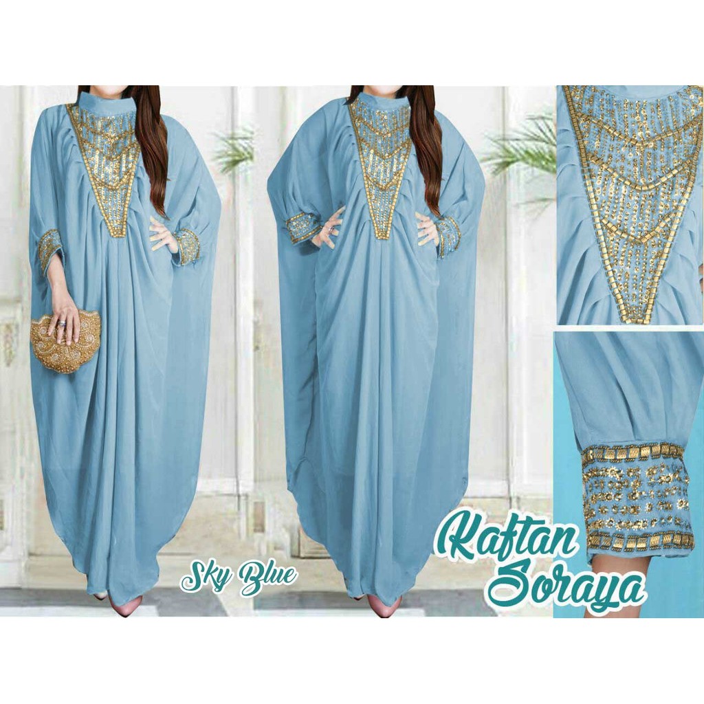 Arnis Soraya Kaftan Jumbo full Payet Gold Mewah