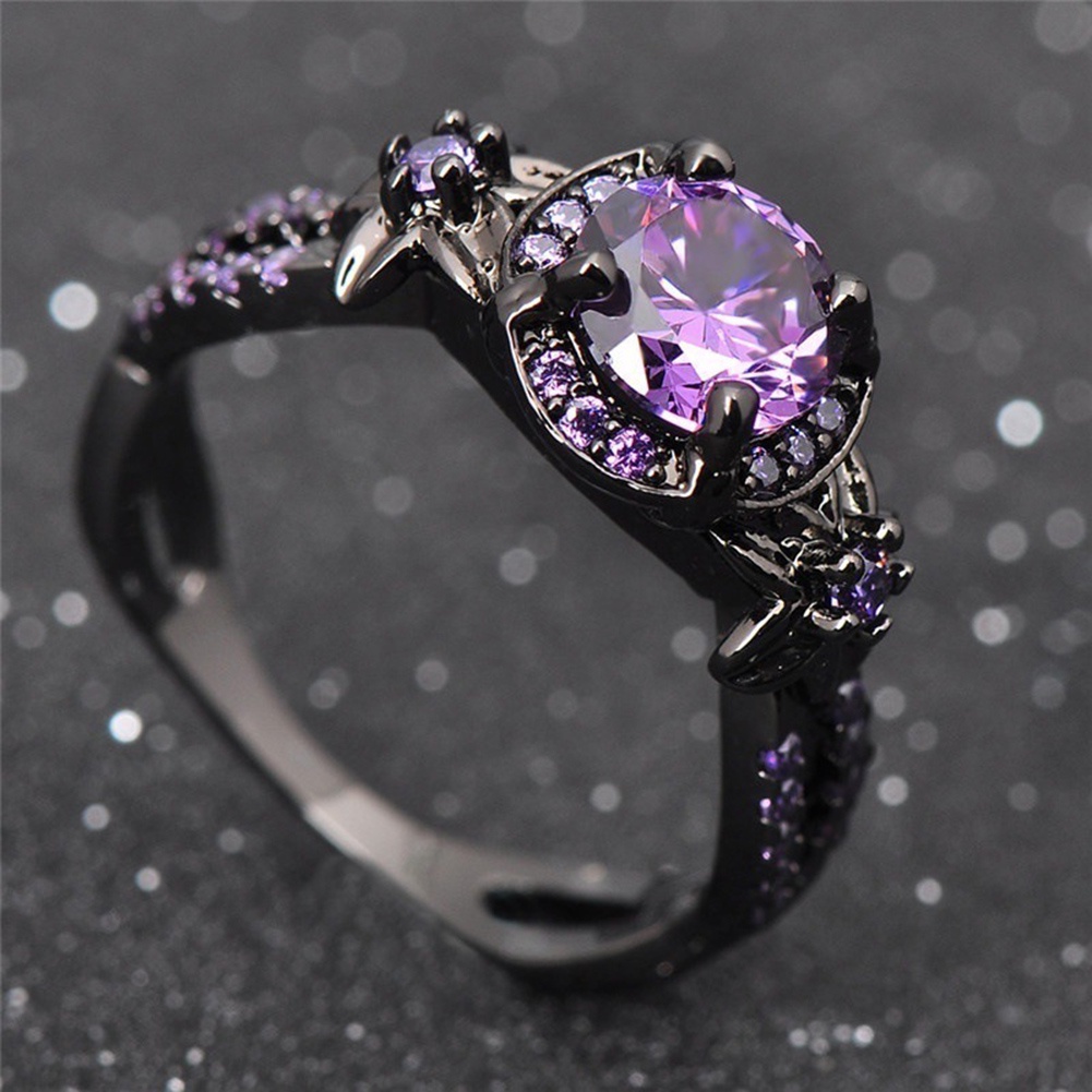 Hu Hu Hu Hu Hu Alat Bantu Pasang Kacamata♡ Cincin Wanita Hias Amethyst Imitasi Gaya Elegan Untuk Pertunanganpernikahanhadiah