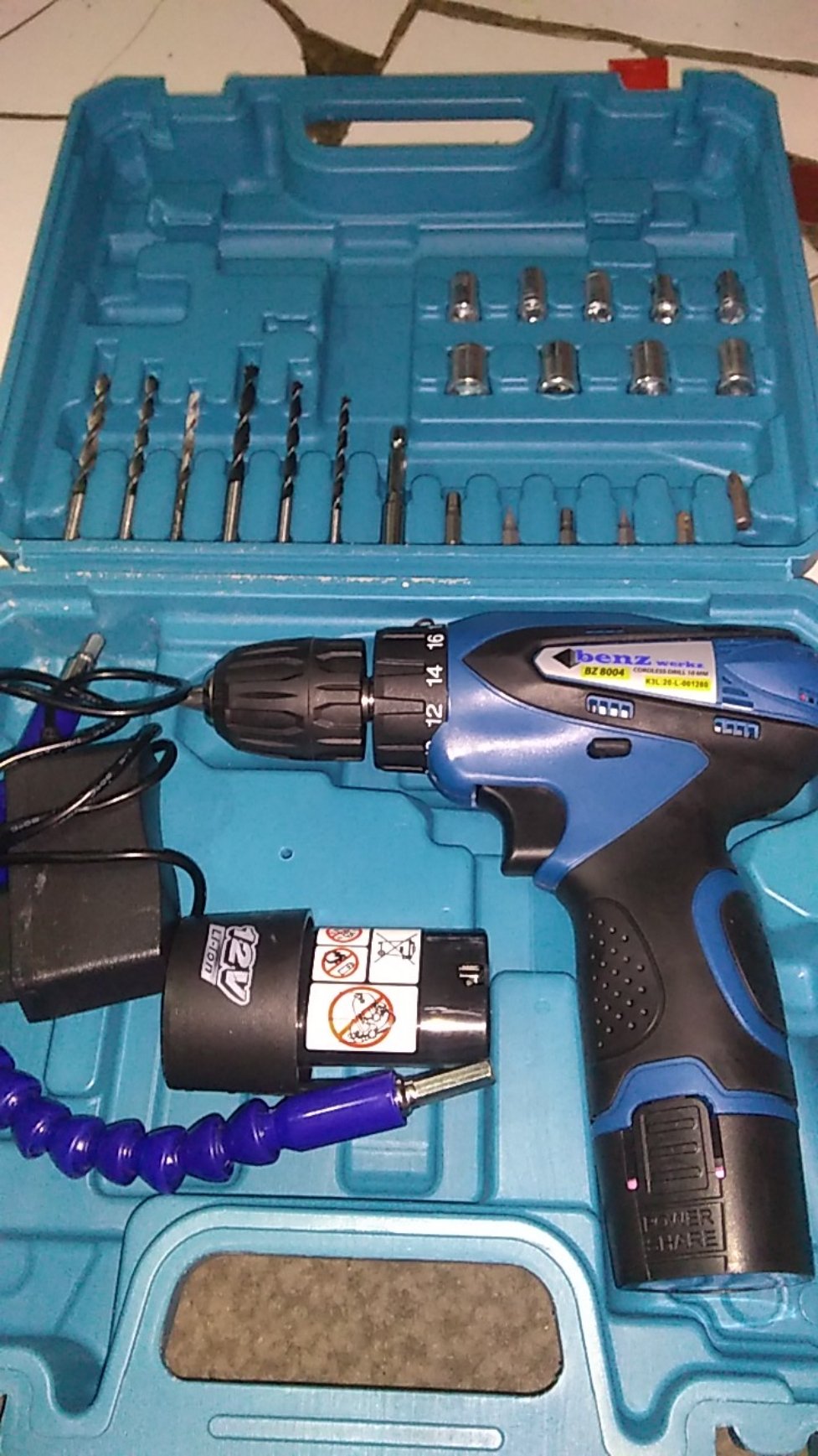 Bor Cordless Drill 12volt Benz 24 Pcs Set Bor Baterai 12 V Bz 8004