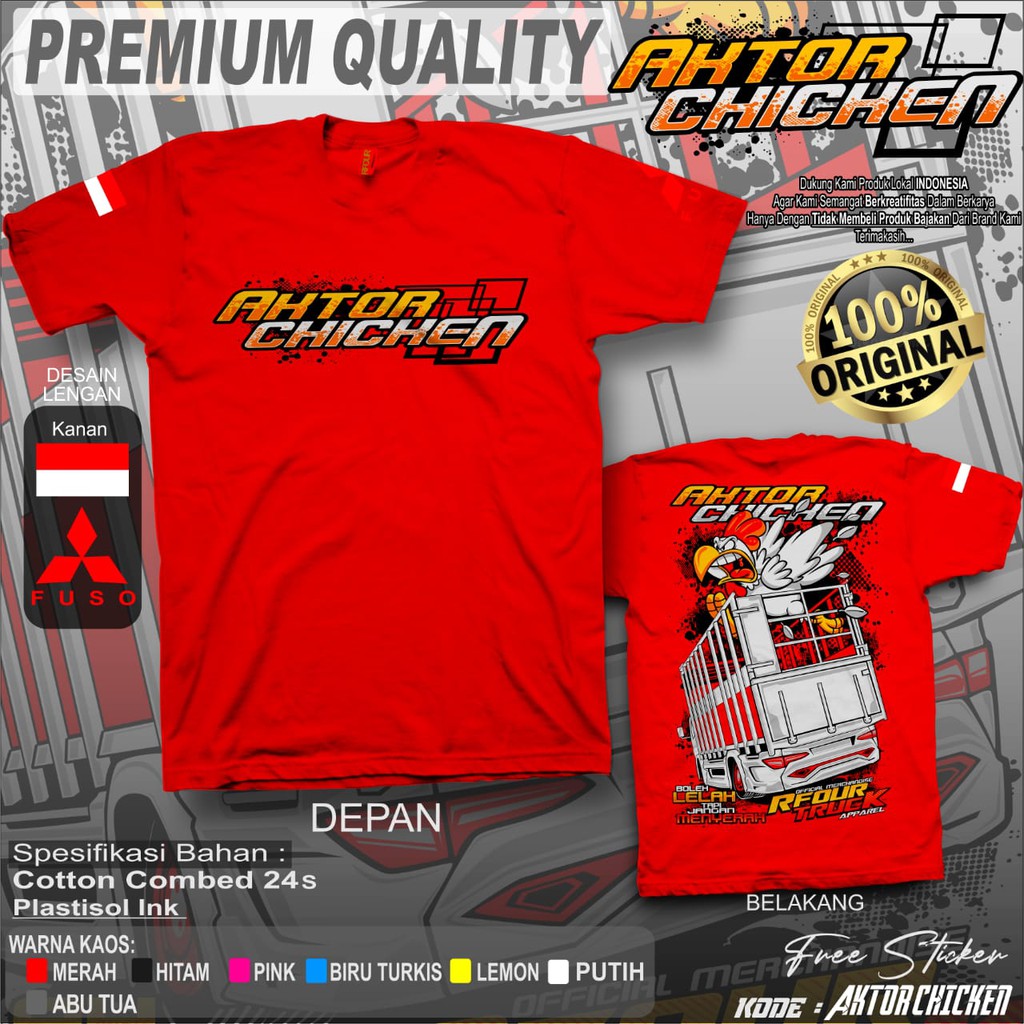 PROMO/OBRAL KILAT/KAOS TRUCK CHICKEN KAOS TRUCK RACING KAOS TRUK AYAM KAOS TRUCK MANIA INDONESIA KAOS DISTRO TRUCK BAJU KAOS TRUCK AYAM CHICKEN RACE KAOS SOPIR TRUK AYAM COMBED 24s SABLON PLASTISOL KAOS TRUCK PREMIUM ORIGINAL RFOUR TERBARU