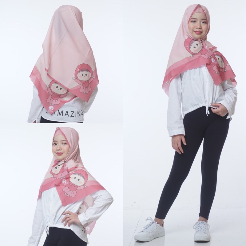 PASHMINA ANAK MOTIF ANIMASI QALEY / HIJAB ANAK / JILBAB ANAK / KERUDUNG ANAK