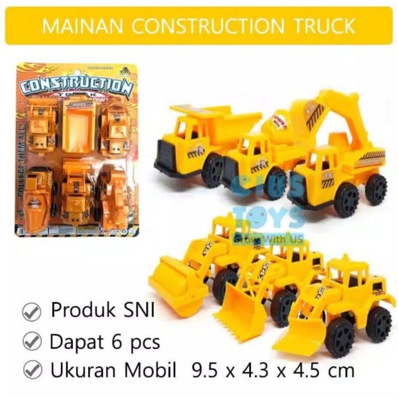 MAINAN ANAK MOBIL MOBILAN OCT6347 CONTRUCTION KONTRUKSI ISI 6PCS