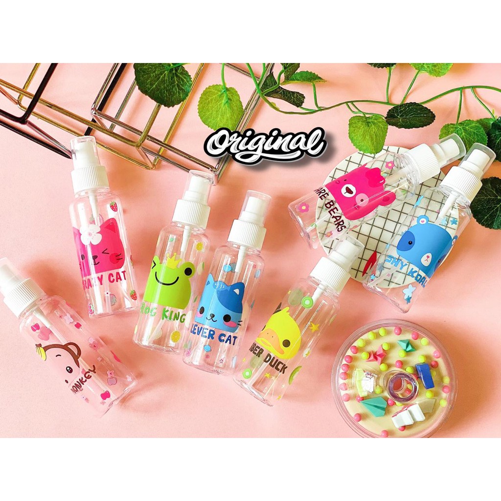 VS BG - BOTOL KARAKTER Spray 100ML plastik tutup putih Warna/Bening