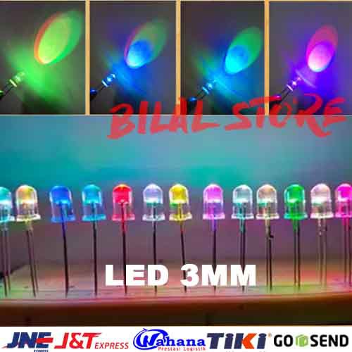 LED 3mm RGB Pelangi Flashing Colorful Warna Warni Disco Light Lampu