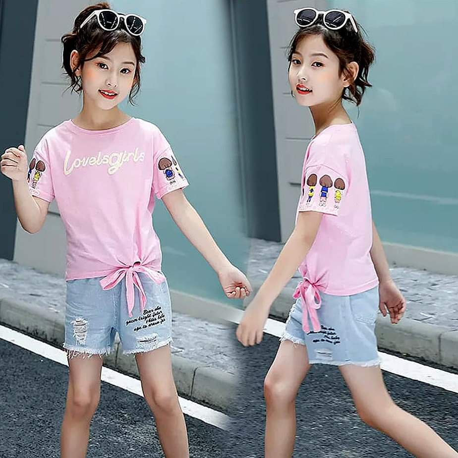 Baju Setelan Anak Perempuan Lovely Girls Glitter Pink