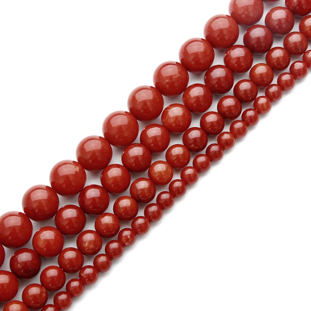 Merek Baru Warna Merah Manik-manik Bulat 6 8 10 12 Mm Baru Karang Alami Merah Bulat Beads untuk DIY Kalung Perhiasan Membuat