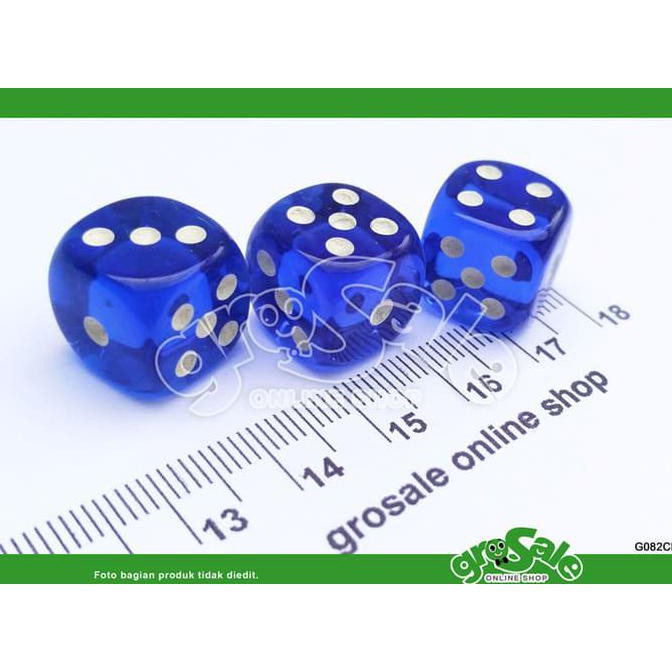 PALING MURAH  Dadu 14mm Transparant Blue/Dadu Bening Biru Transparan