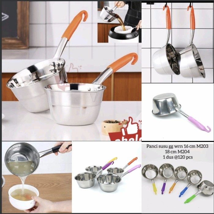 (PANCI YANG ADA PENGAITNYA)Panci Susu Gagang Milk Pot Mpasi Sup Rebus Mie Pot Gayung Stainless