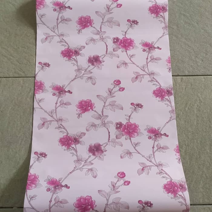 walpaper stiker bunga pink 03 murah 10m
