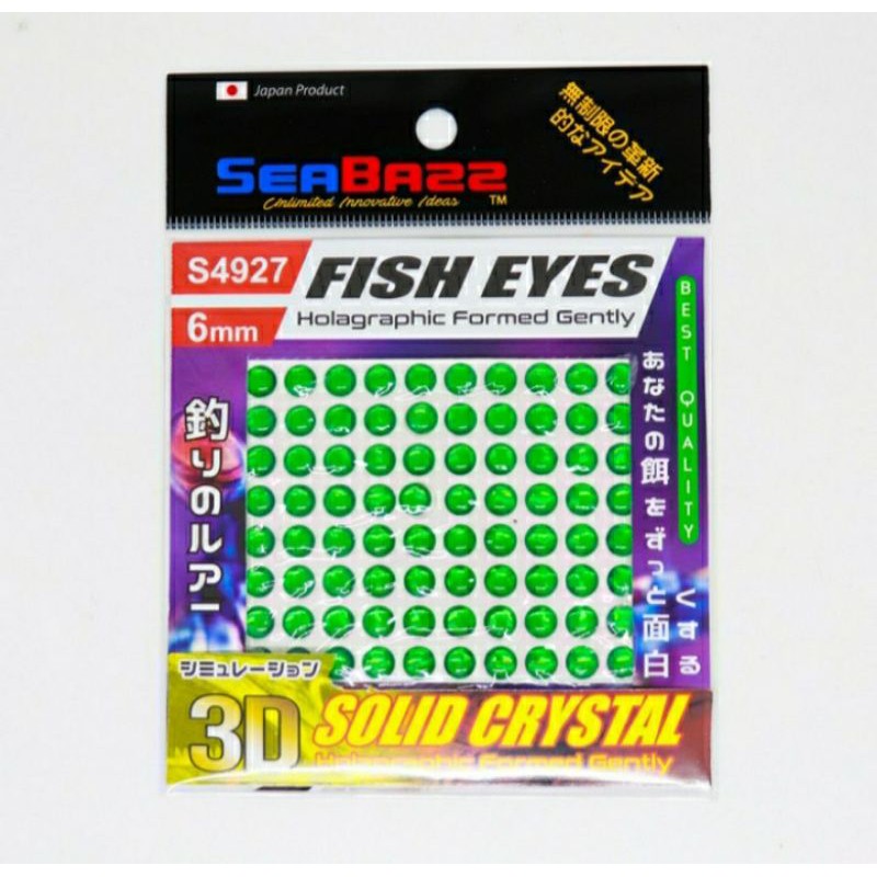 FISH EYES SEABAZZ 3D SOLID CRYSTAL S4927 (Color RED &amp; GREEN) 6mm