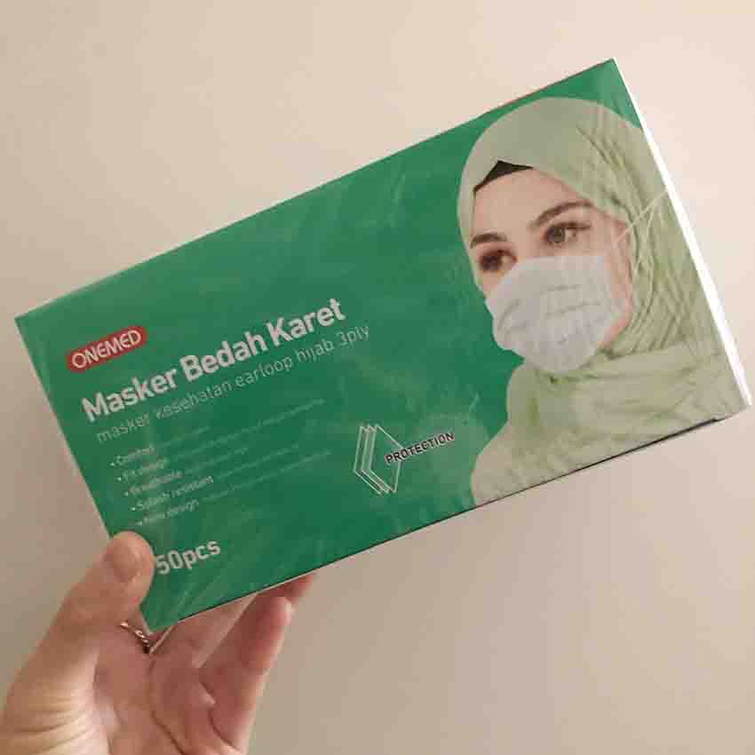 ONEMED HIJAB / EARLOOP HIJAB MASKER   (1 BOX isi 50pcs)