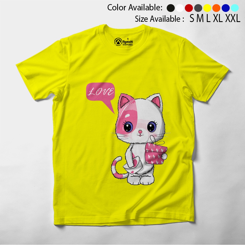 Kaos Atasan Anak Perempuan / Baju Anak Distro Cat Love Kucing Lucu