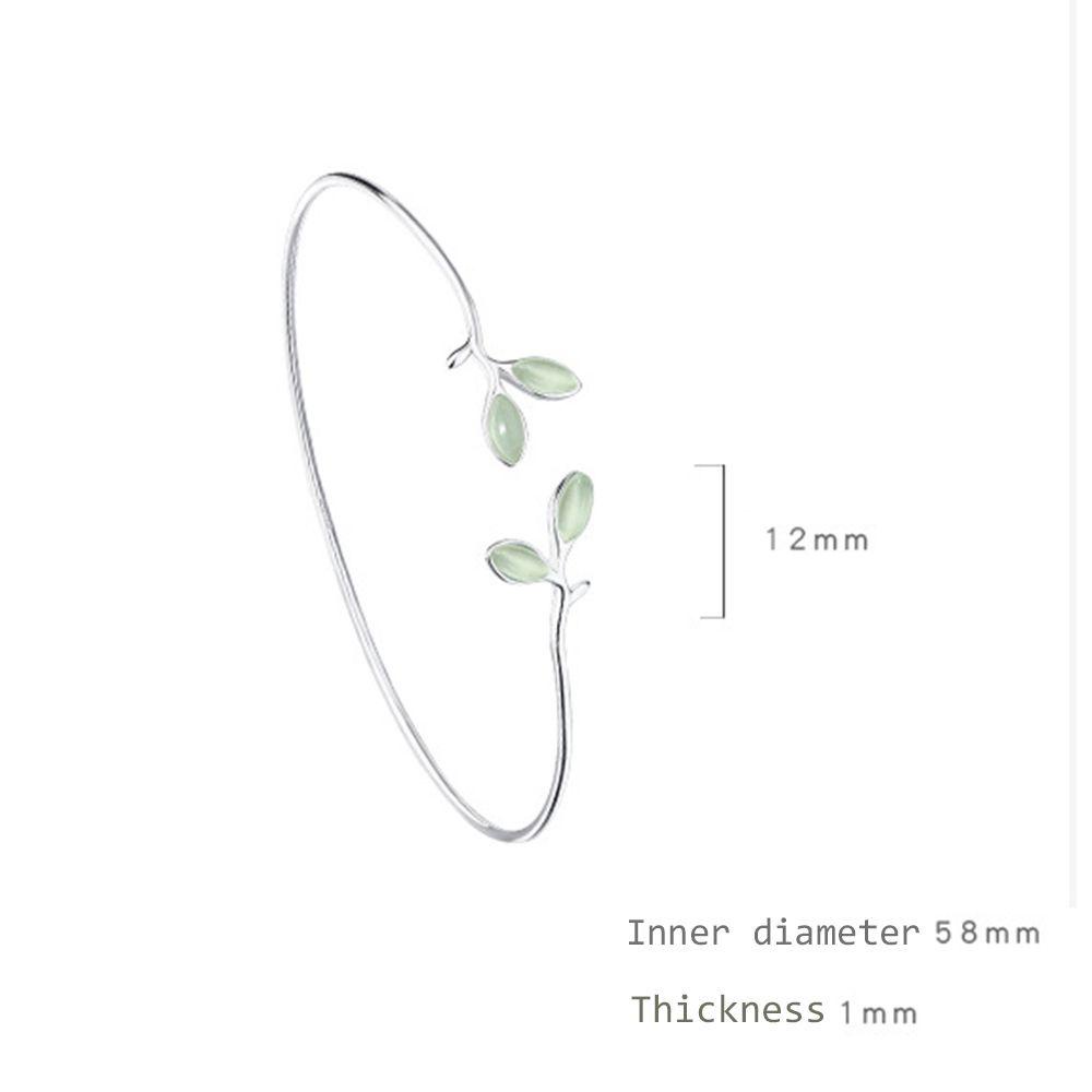 Mxbeauty Daun Hijau Manset Gelang Perempuan Sederhana Perhiasan Hadiah Gadis Halus Gaya Korea Women Bracelet