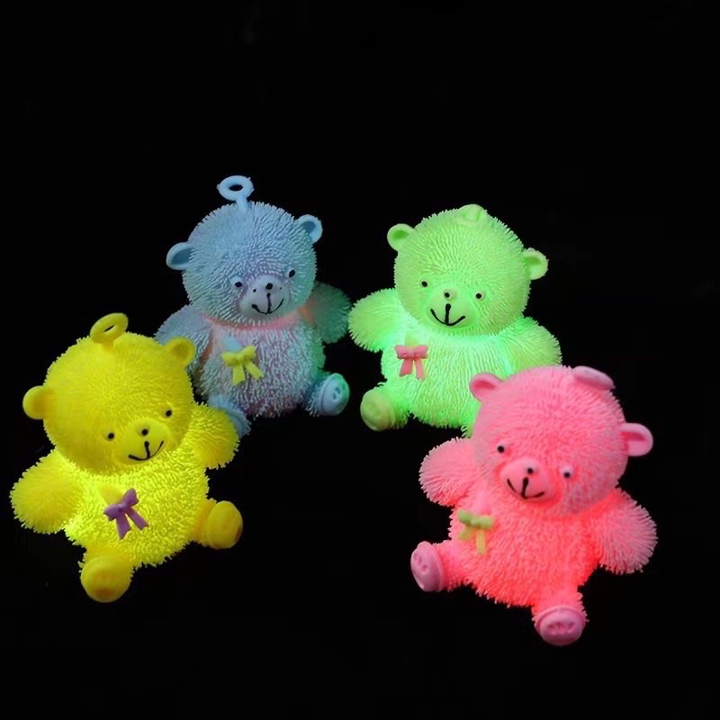 Mainan Bola Lampu Yoyo Karet Ubur Bentuk Beruang Teddy Lucu Happy Led-Yoyo Led Puffer promo mitra