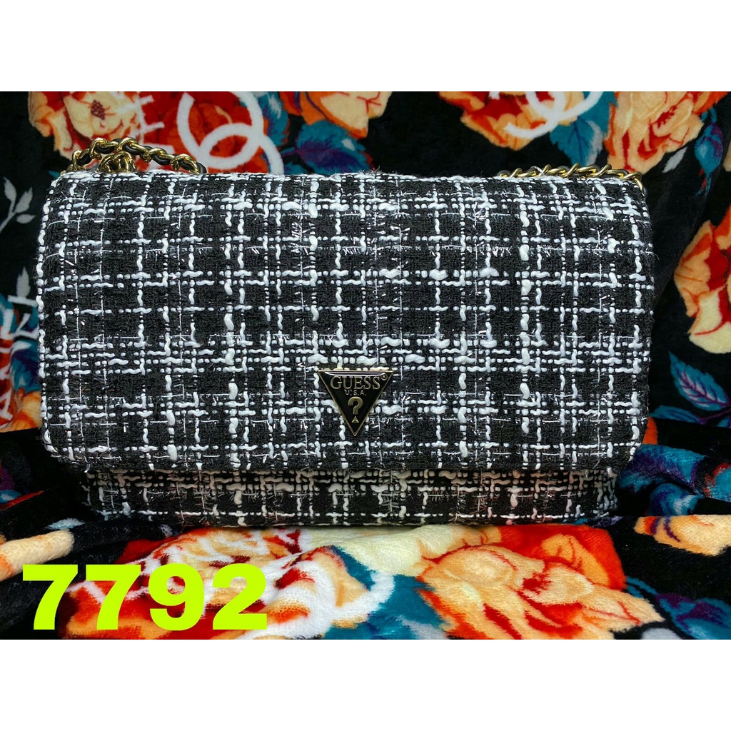 GUESS Rajut Sling Bag Black White