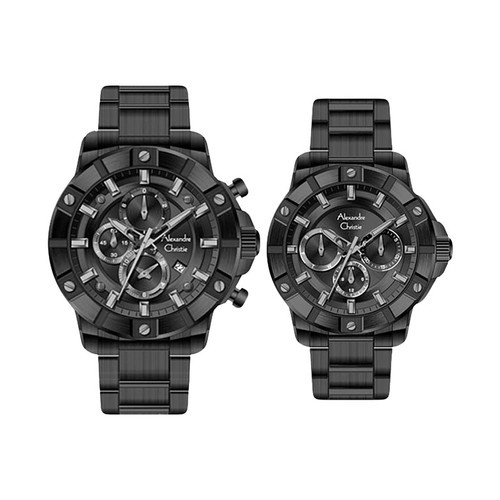 Jam Tangan Couple Alexandre Christie AC 6609 BIPBA Couple Black Dial