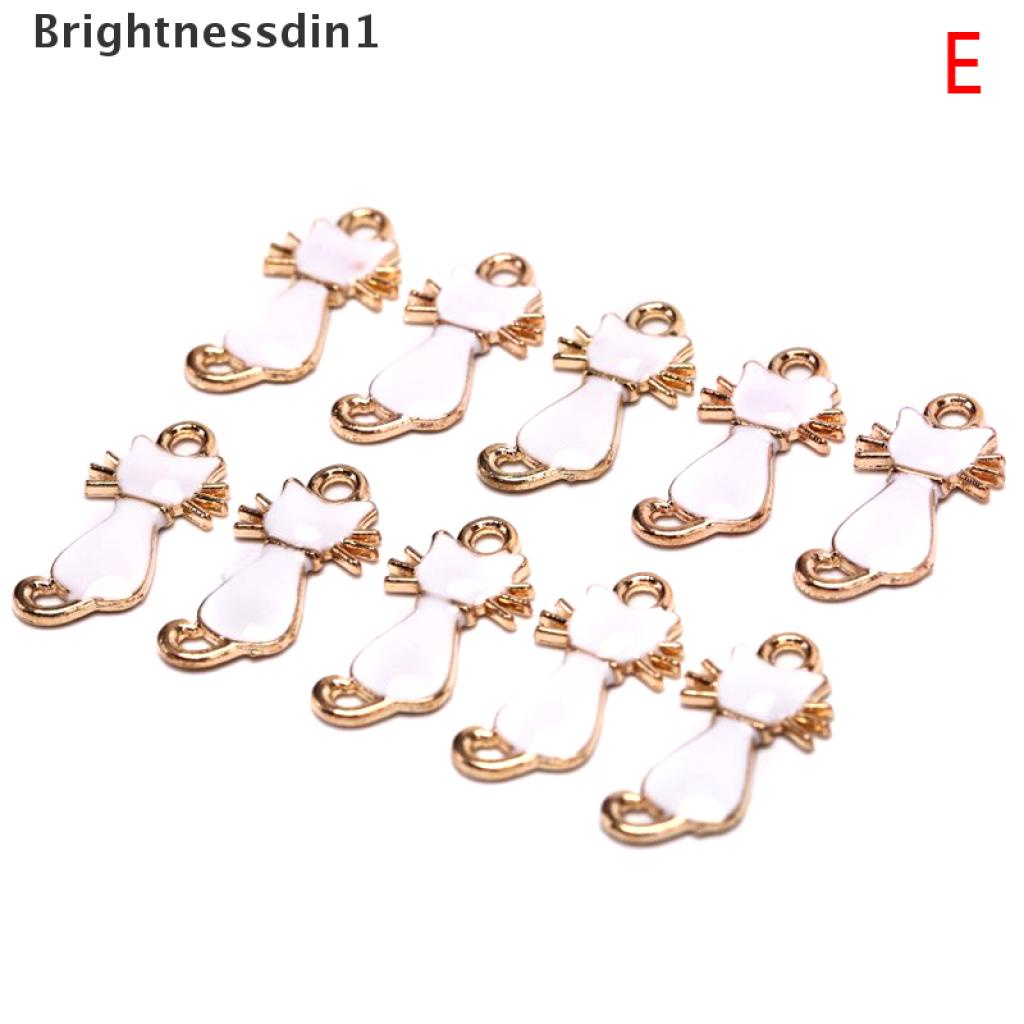 10pcs / set Liontin Enamel Bentuk Kucing Bahan Alloy Untuk Membuat Perhiasan