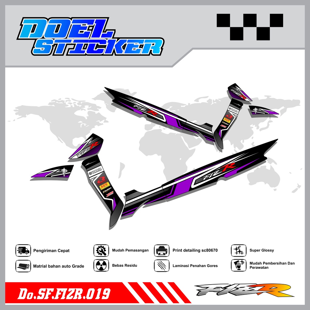 STICKER STRIPING FIZ R - STICKER STRIPING LIST VARIASI HOLOGRAM , CROME FIZ R DOEL 019